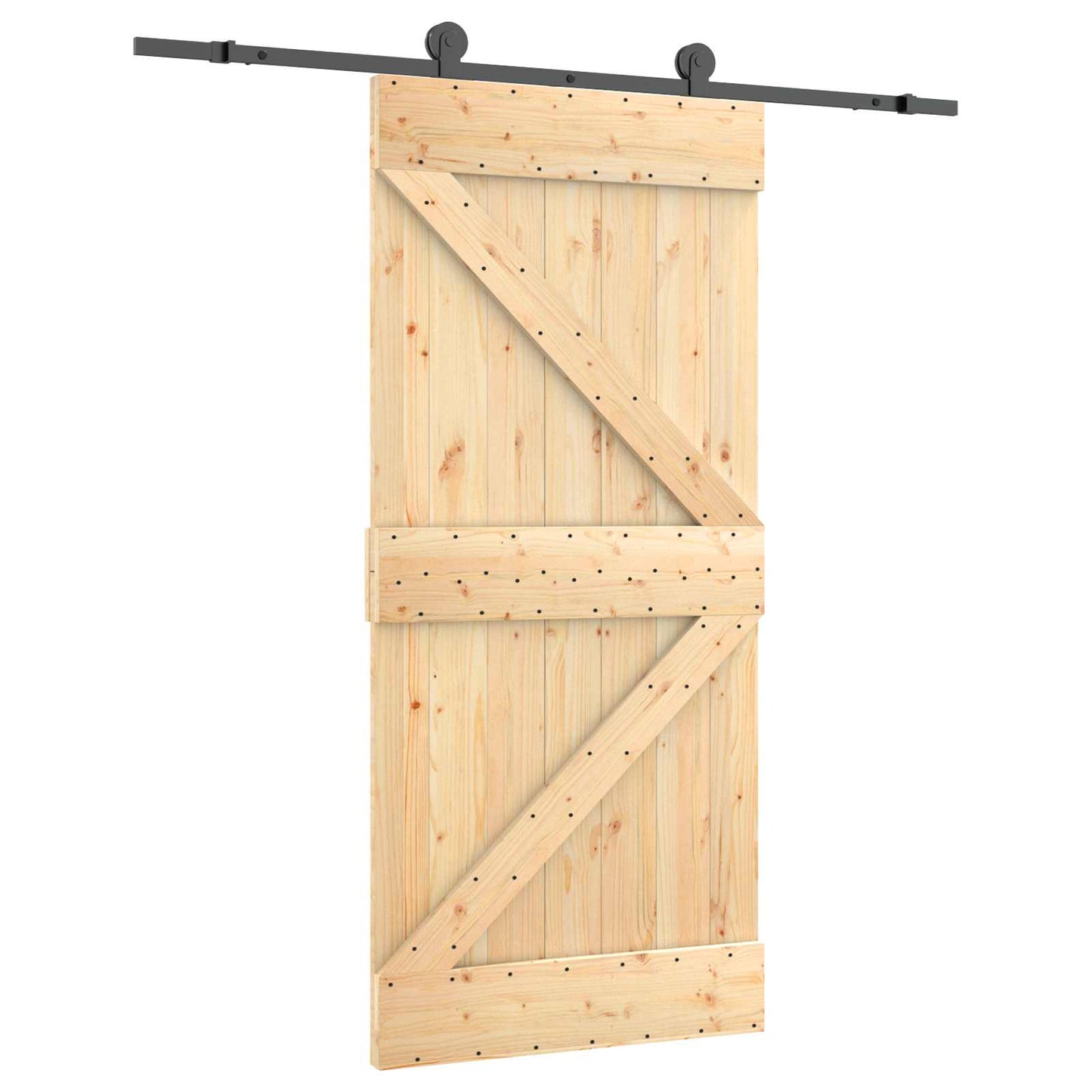 Schuifdeur Naturel en Zwart 95 x 210 cm Massief Grenenhout is nu te koop bij PeponiXL, paradijselijk wonen!