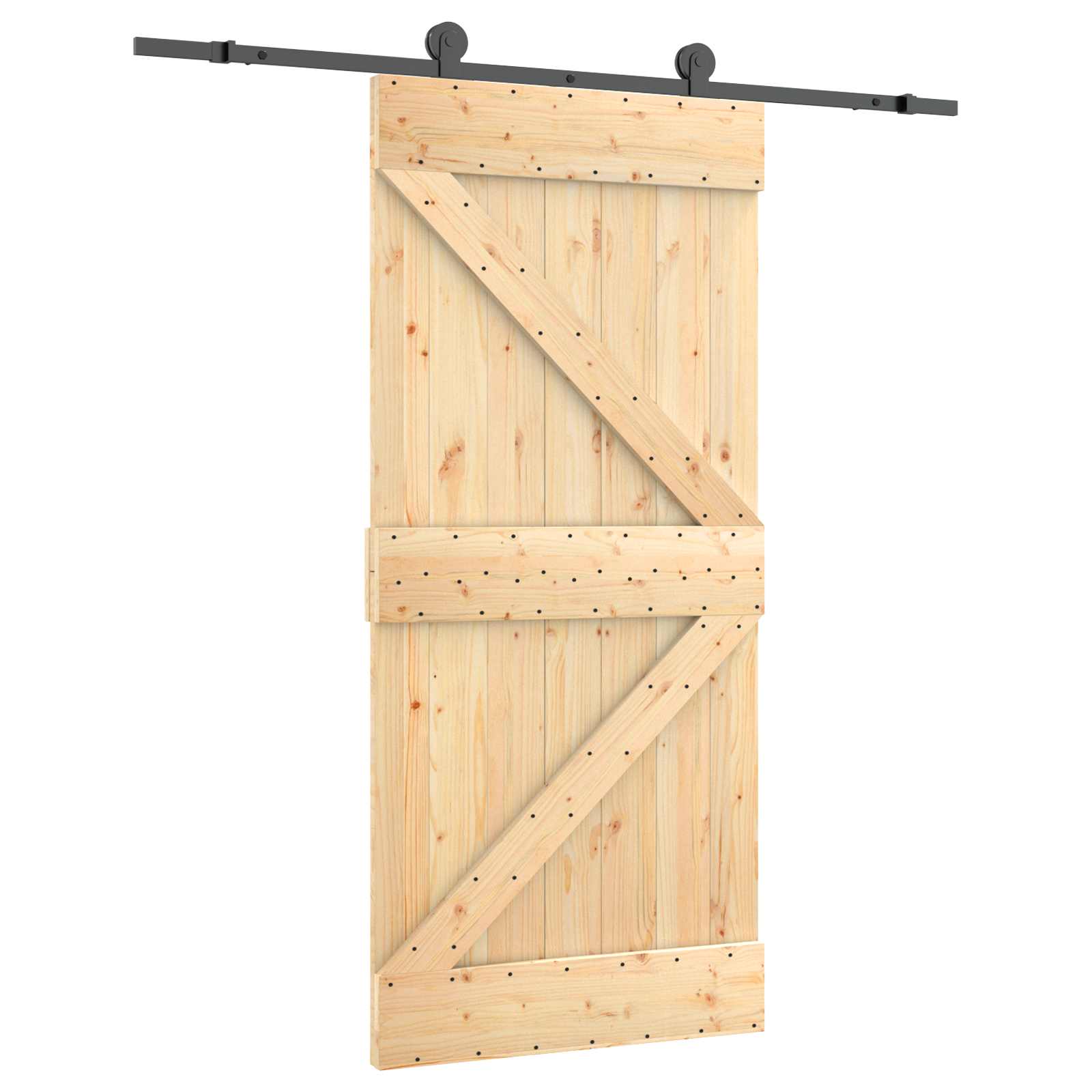 Schuifdeur Naturel en Zwart 95 x 210 cm Massief Grenenhout is nu te koop bij PeponiXL, paradijselijk wonen!