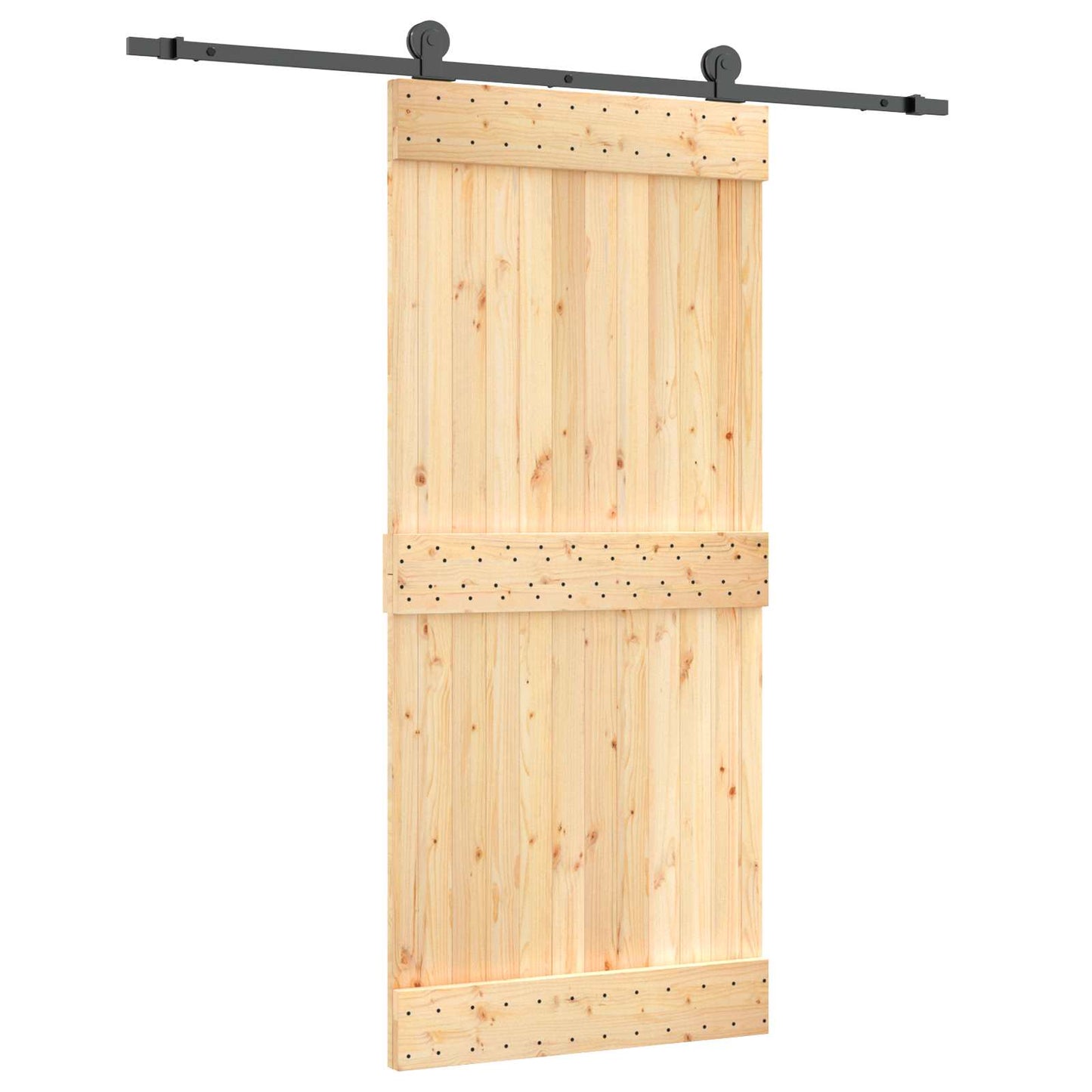 Schuifdeur Naturel en Zwart 90 x 210 cm Massief Grenenhout is nu te koop bij PeponiXL, paradijselijk wonen!