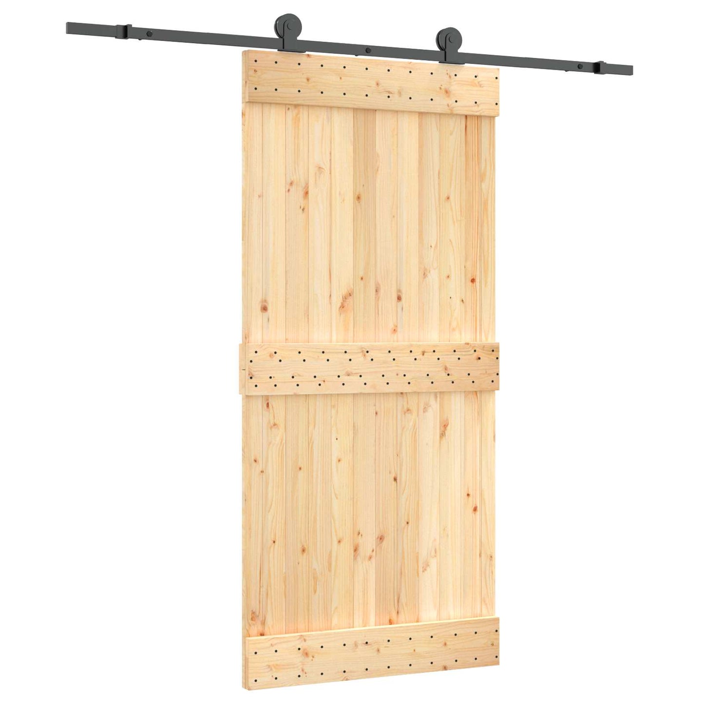 Schuifdeur Naturel en Zwart 95 x 210 cm Massief Grenenhout is nu te koop bij PeponiXL, paradijselijk wonen!