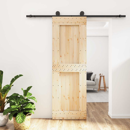 Schuifdeur Naturel en Zwart 70 x 210 cm Massief Grenenhout is nu te koop bij PeponiXL, paradijselijk wonen!