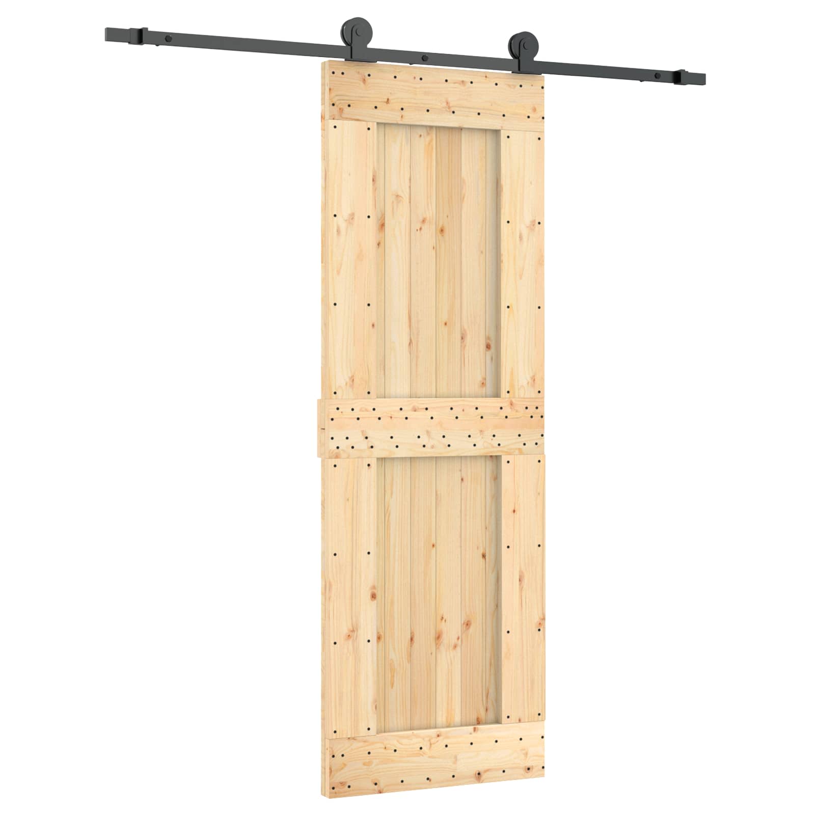 Schuifdeur Naturel en Zwart 70 x 210 cm Massief Grenenhout is nu te koop bij PeponiXL, paradijselijk wonen!