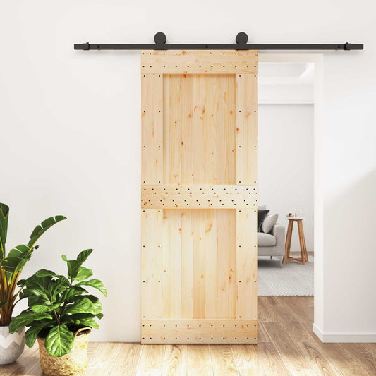 Schuifdeur Naturel en Zwart 85 x 210 cm Massief Grenenhout is nu te koop bij PeponiXL, paradijselijk wonen!