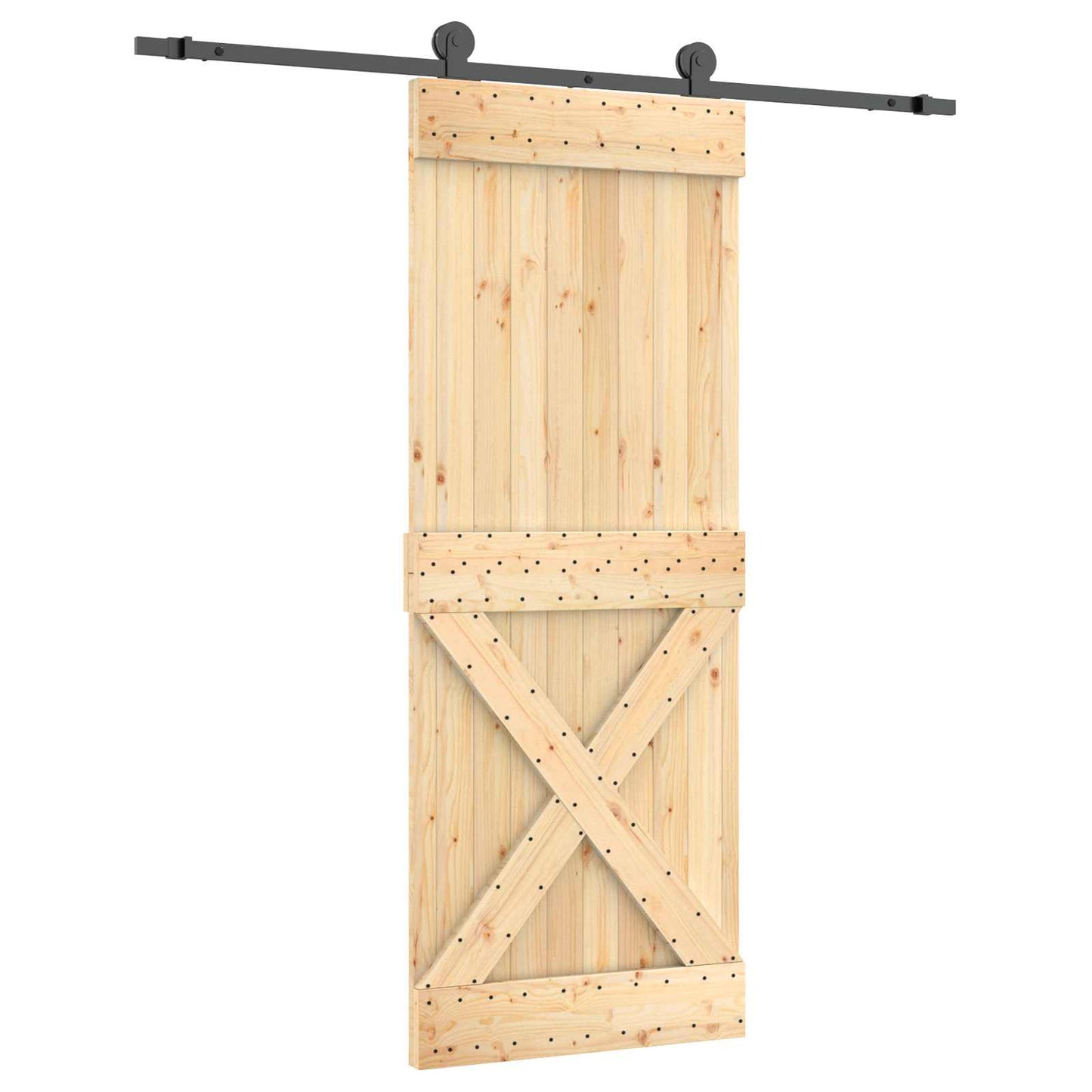 Schuifdeur Naturel en Zwart 80 x 210 cm Massief Grenenhout is nu te koop bij PeponiXL, paradijselijk wonen!