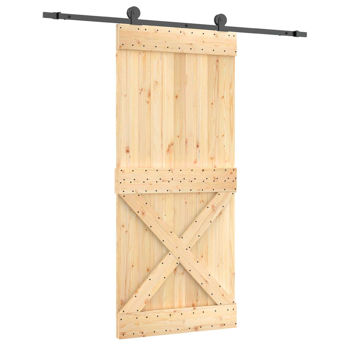 Schuifdeur Naturel en Zwart 90 x 210 cm Massief Grenenhout is nu te koop bij PeponiXL, paradijselijk wonen!