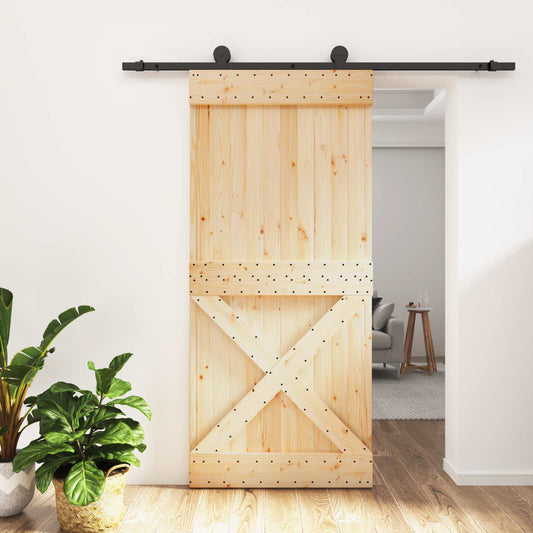 Schuifdeur Naturel en Zwart 95 x 210 cm Massief Grenenhout is nu te koop bij PeponiXL, paradijselijk wonen!