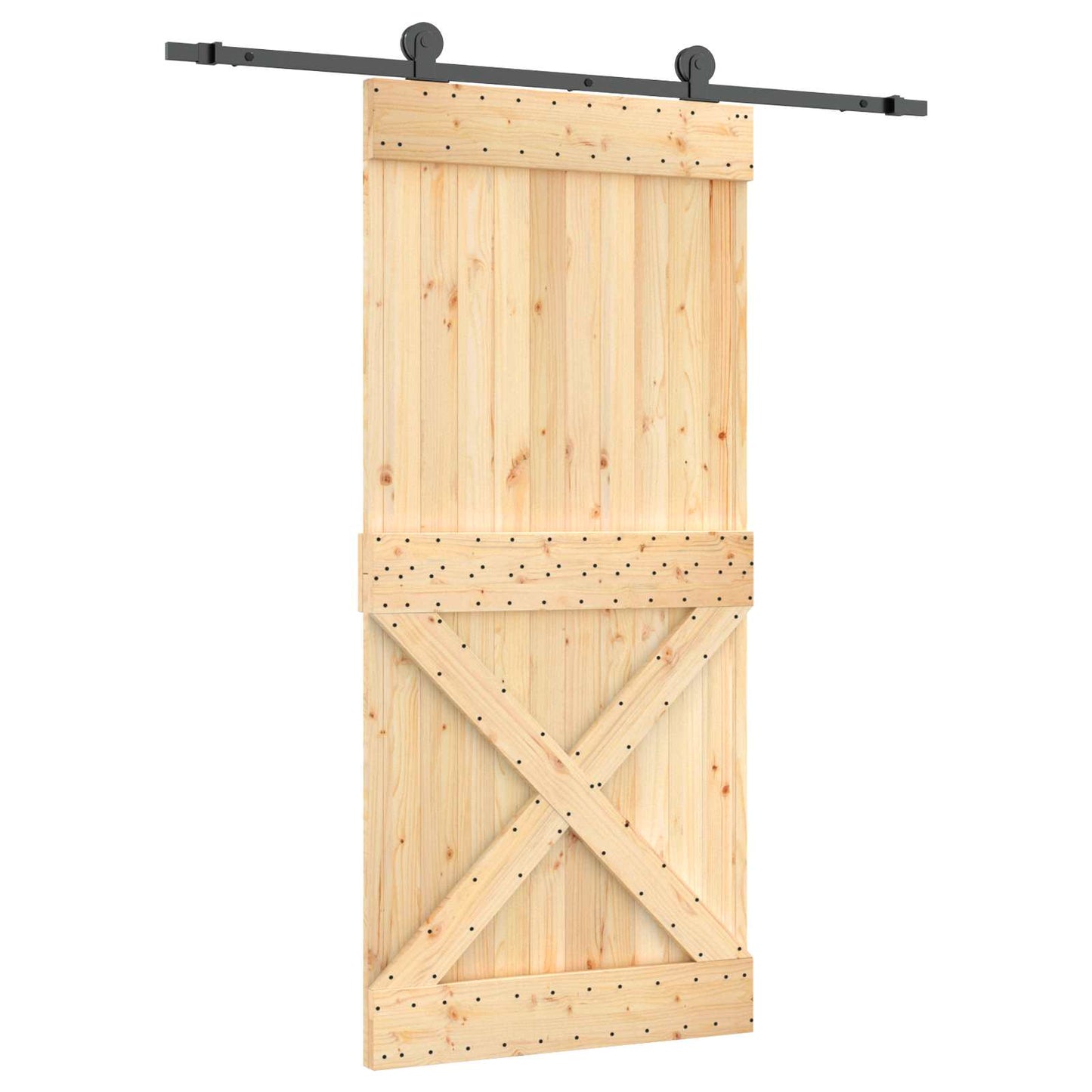 Schuifdeur Naturel en Zwart 95 x 210 cm Massief Grenenhout is nu te koop bij PeponiXL, paradijselijk wonen!