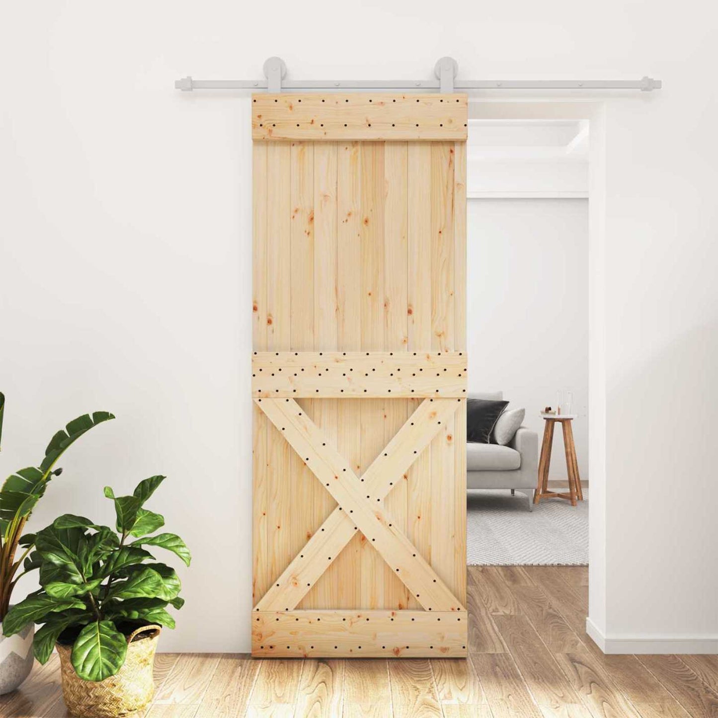 Schuifdeur Natuurlijk en Wit 80 x 210 cm Massief Grenenhout is nu te koop bij PeponiXL, paradijselijk wonen!