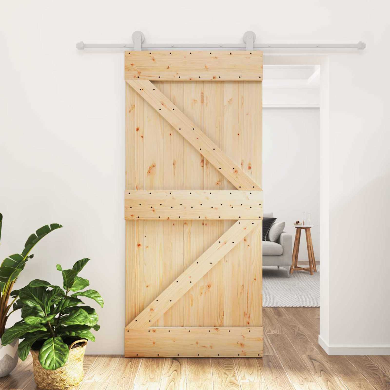 Schuifdeur Natuurlijk en Wit 95 x 210 cm Massief Grenenhout is nu te koop bij PeponiXL, paradijselijk wonen!