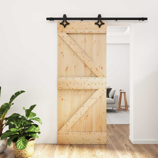 Schuifdeur Naturel en Zwart 85 x 210 cm Massief Grenenhout is nu te koop bij PeponiXL, paradijselijk wonen!