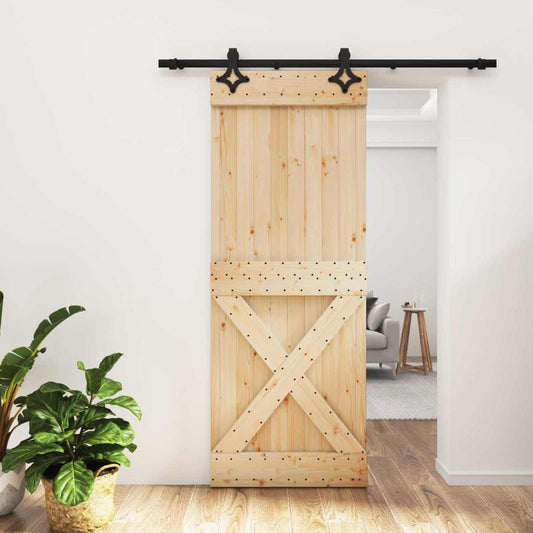 Schuifdeur Naturel en Zwart 80 x 210 cm Massief Grenenhout is nu te koop bij PeponiXL, paradijselijk wonen!
