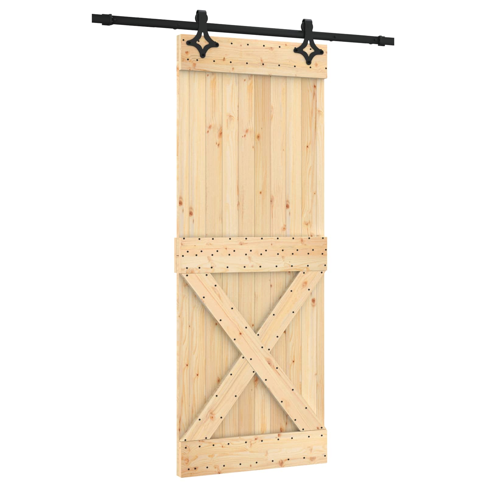 Schuifdeur Naturel en Zwart 80 x 210 cm Massief Grenenhout is nu te koop bij PeponiXL, paradijselijk wonen!