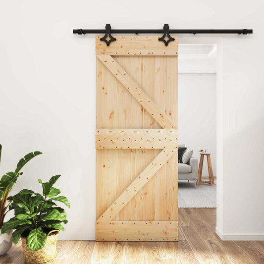 Schuifdeur Naturel en Zwart 85 x 210 cm Massief Grenenhout is nu te koop bij PeponiXL, paradijselijk wonen!