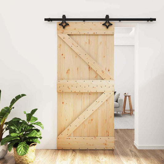 Schuifdeur Naturel en Zwart 95 x 210 cm Massief Grenenhout is nu te koop bij PeponiXL, paradijselijk wonen!