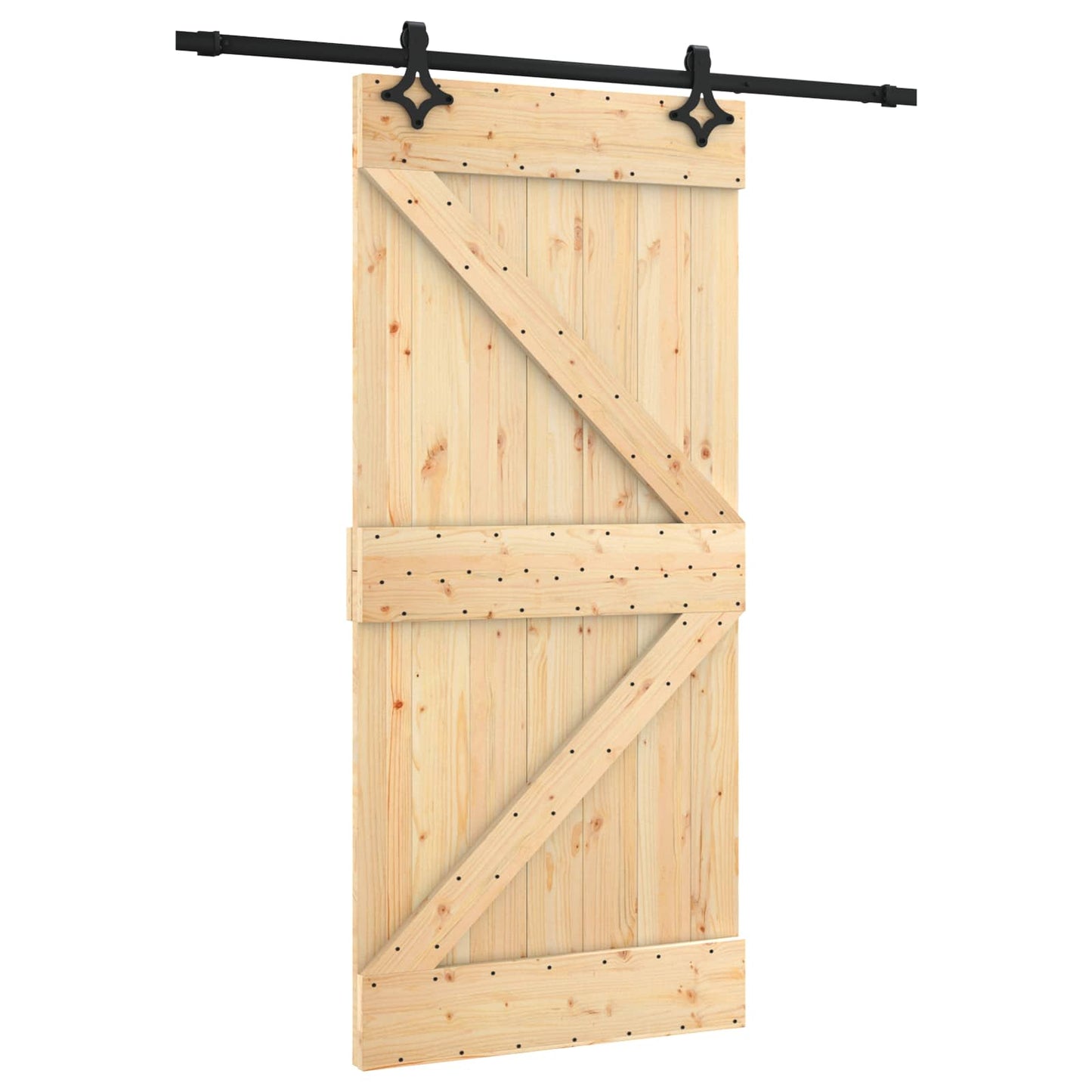 Schuifdeur Naturel en Zwart 95 x 210 cm Massief Grenenhout is nu te koop bij PeponiXL, paradijselijk wonen!