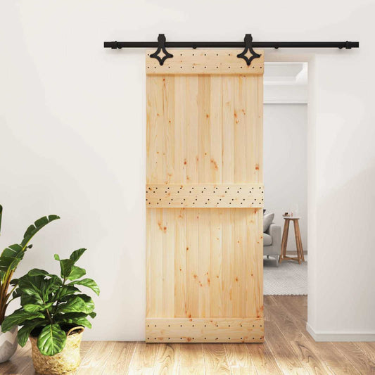 Schuifdeur Naturel en Zwart 85 x 210 cm Massief Grenenhout is nu te koop bij PeponiXL, paradijselijk wonen!