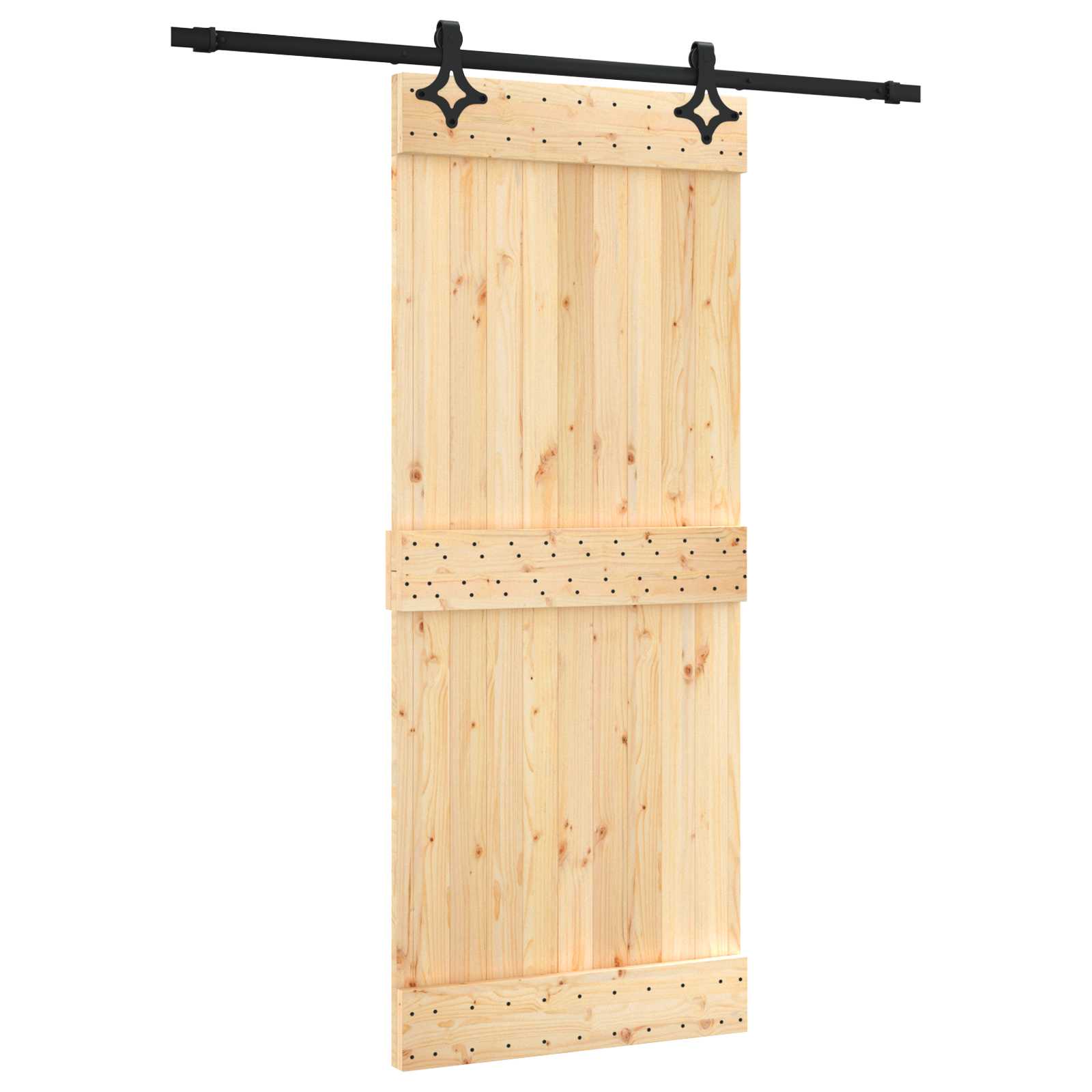 Schuifdeur Naturel en Zwart 85 x 210 cm Massief Grenenhout is nu te koop bij PeponiXL, paradijselijk wonen!