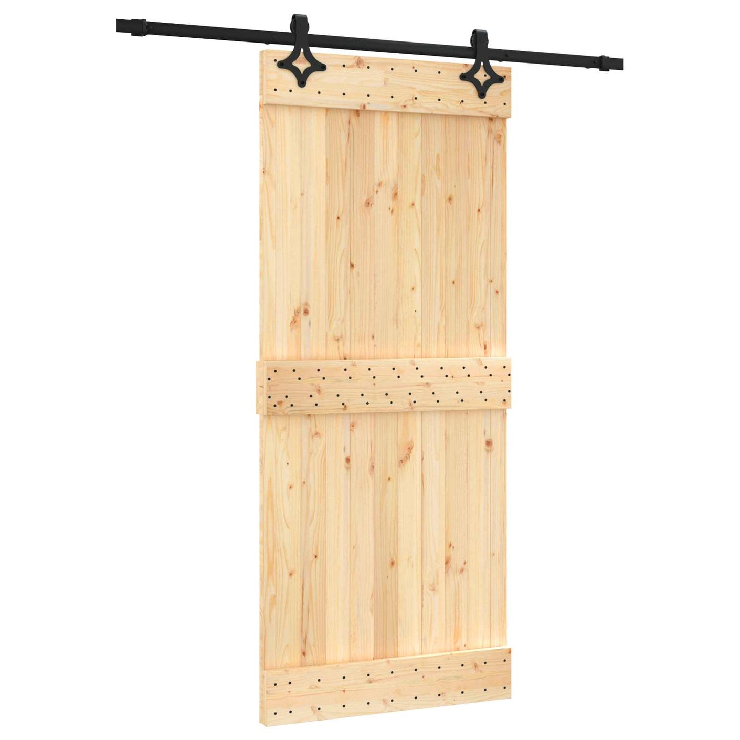 Schuifdeur Naturel en Zwart 90 x 210 cm Massief Grenenhout is nu te koop bij PeponiXL, paradijselijk wonen!