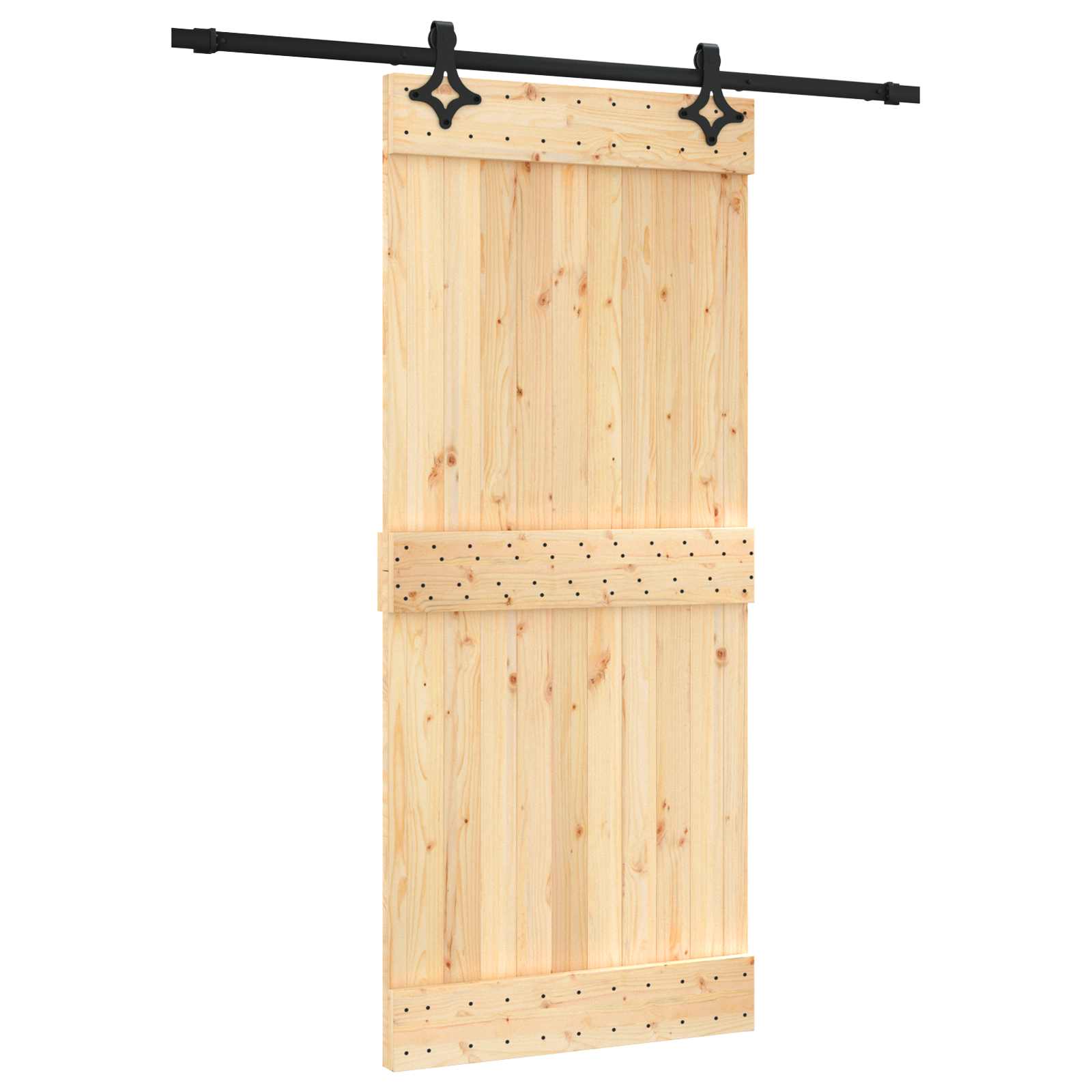 Schuifdeur Naturel en Zwart 90 x 210 cm Massief Grenenhout is nu te koop bij PeponiXL, paradijselijk wonen!