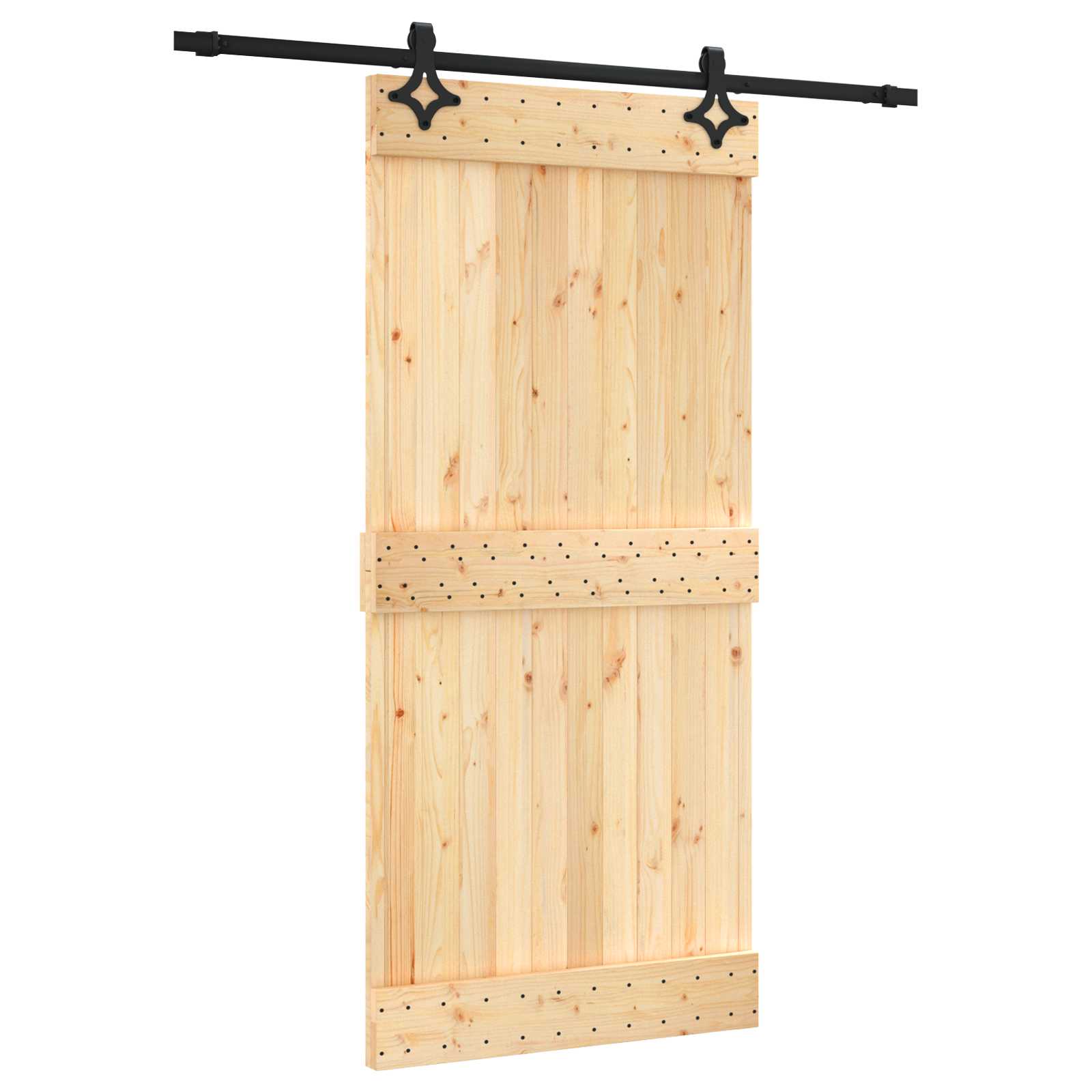 Schuifdeur Naturel en Zwart 95 x 210 cm Massief Grenenhout is nu te koop bij PeponiXL, paradijselijk wonen!