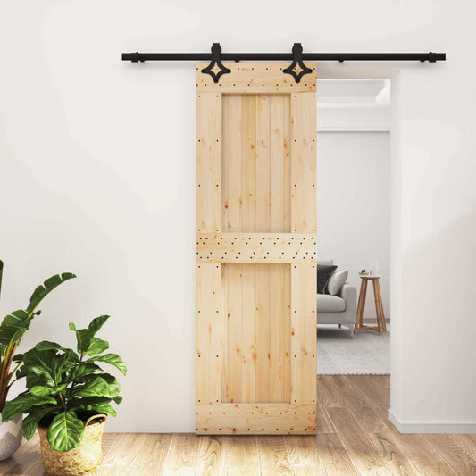Schuifdeur Naturel en Zwart 70 x 210 cm Massief Grenenhout is nu te koop bij PeponiXL, paradijselijk wonen!