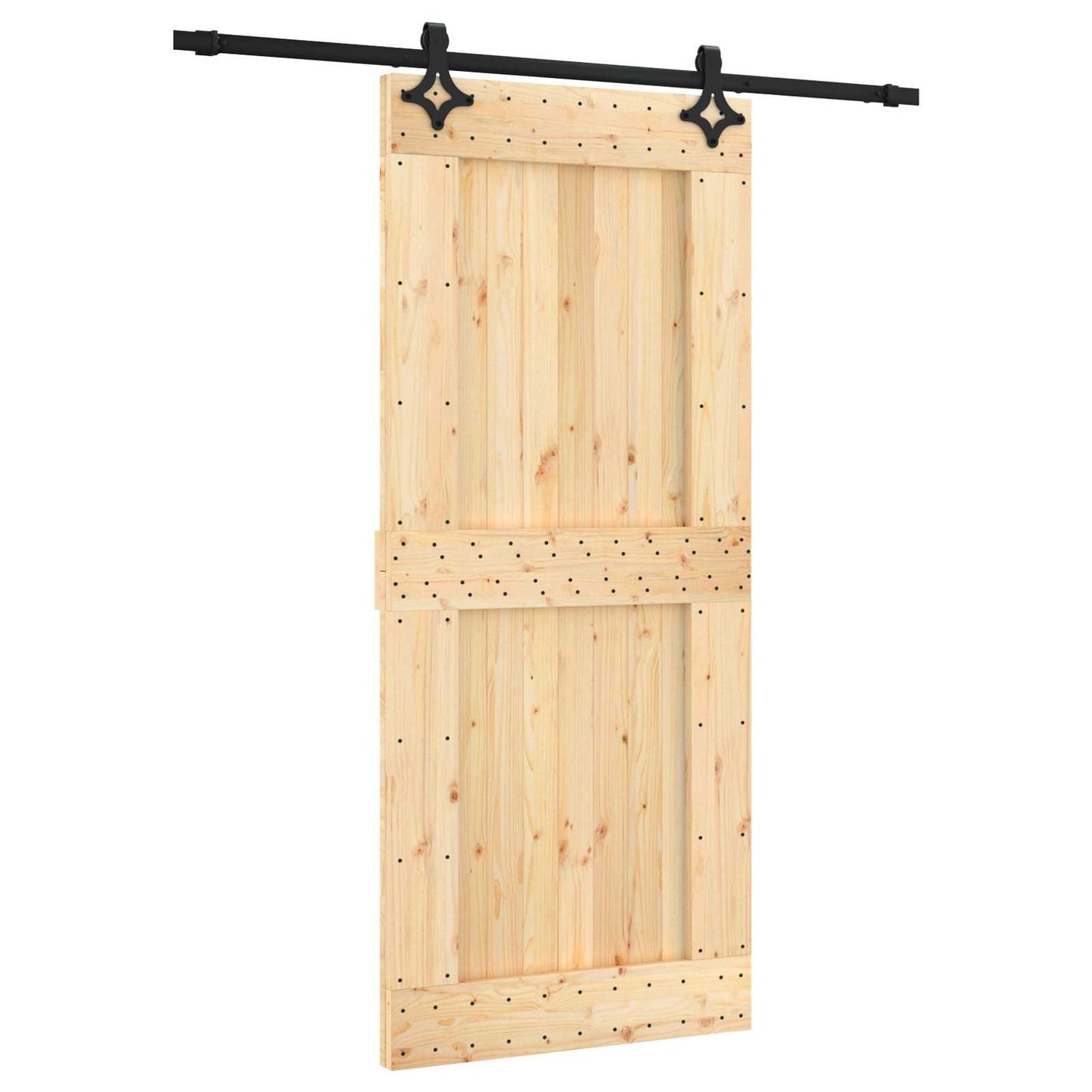 Schuifdeur Naturel en Zwart 90 x 210 cm Massief Grenenhout is nu te koop bij PeponiXL, paradijselijk wonen!
