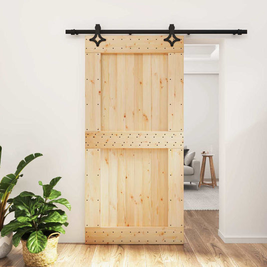 Schuifdeur Naturel en Zwart 100 x 210 cm Massief Grenenhout is nu te koop bij PeponiXL, paradijselijk wonen!