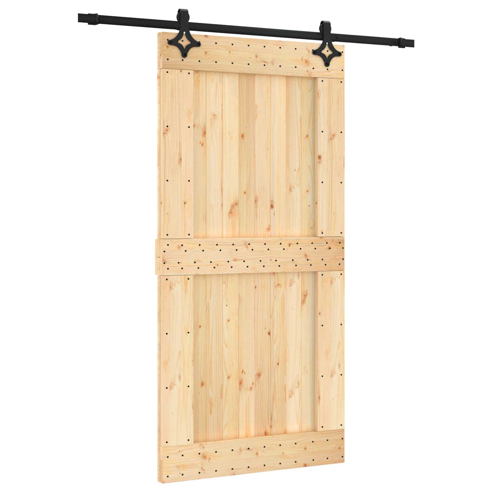 Schuifdeur Naturel en Zwart 100 x 210 cm Massief Grenenhout is nu te koop bij PeponiXL, paradijselijk wonen!
