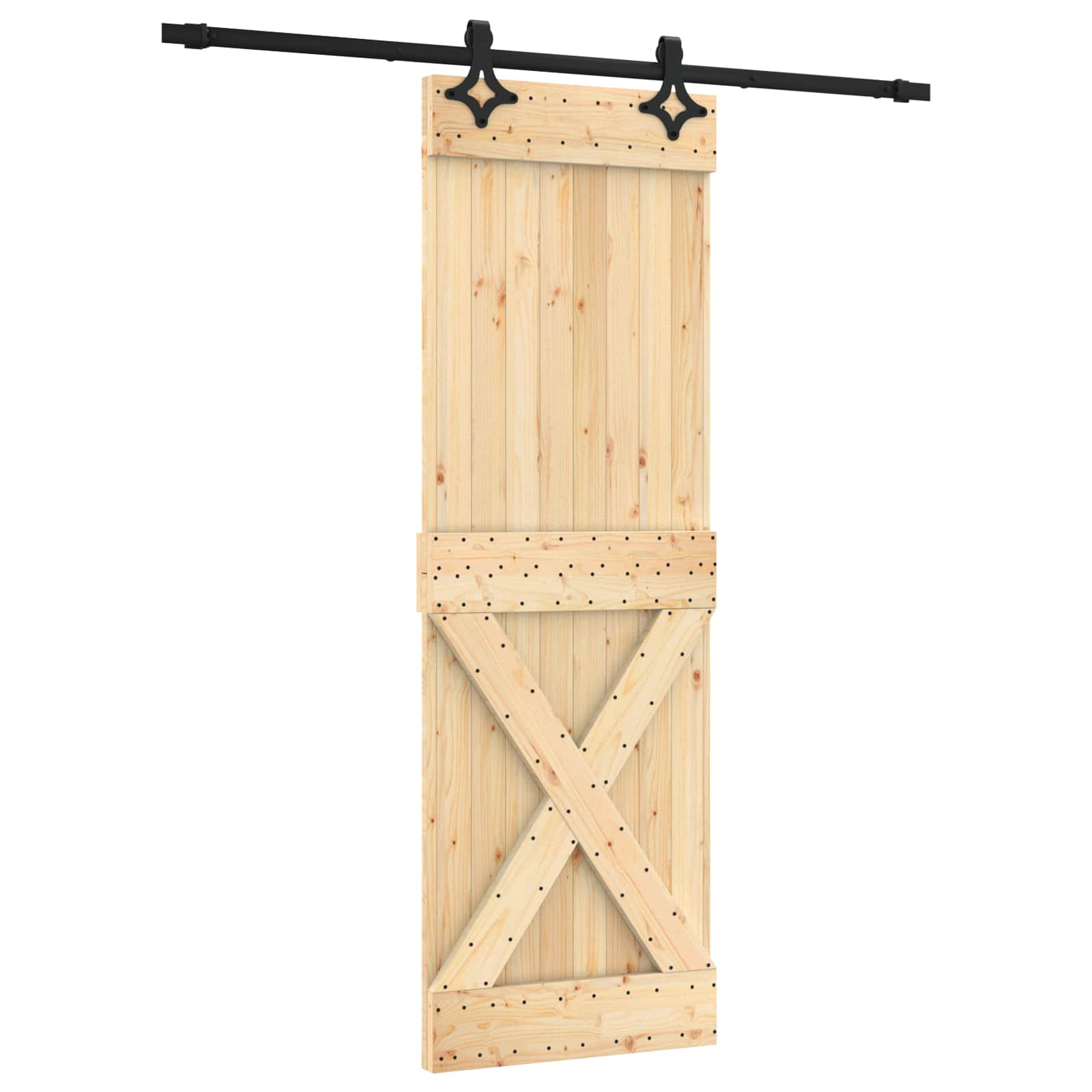 Schuifdeur Naturel en Zwart 70 x 210 cm Massief Grenenhout is nu te koop bij PeponiXL, paradijselijk wonen!