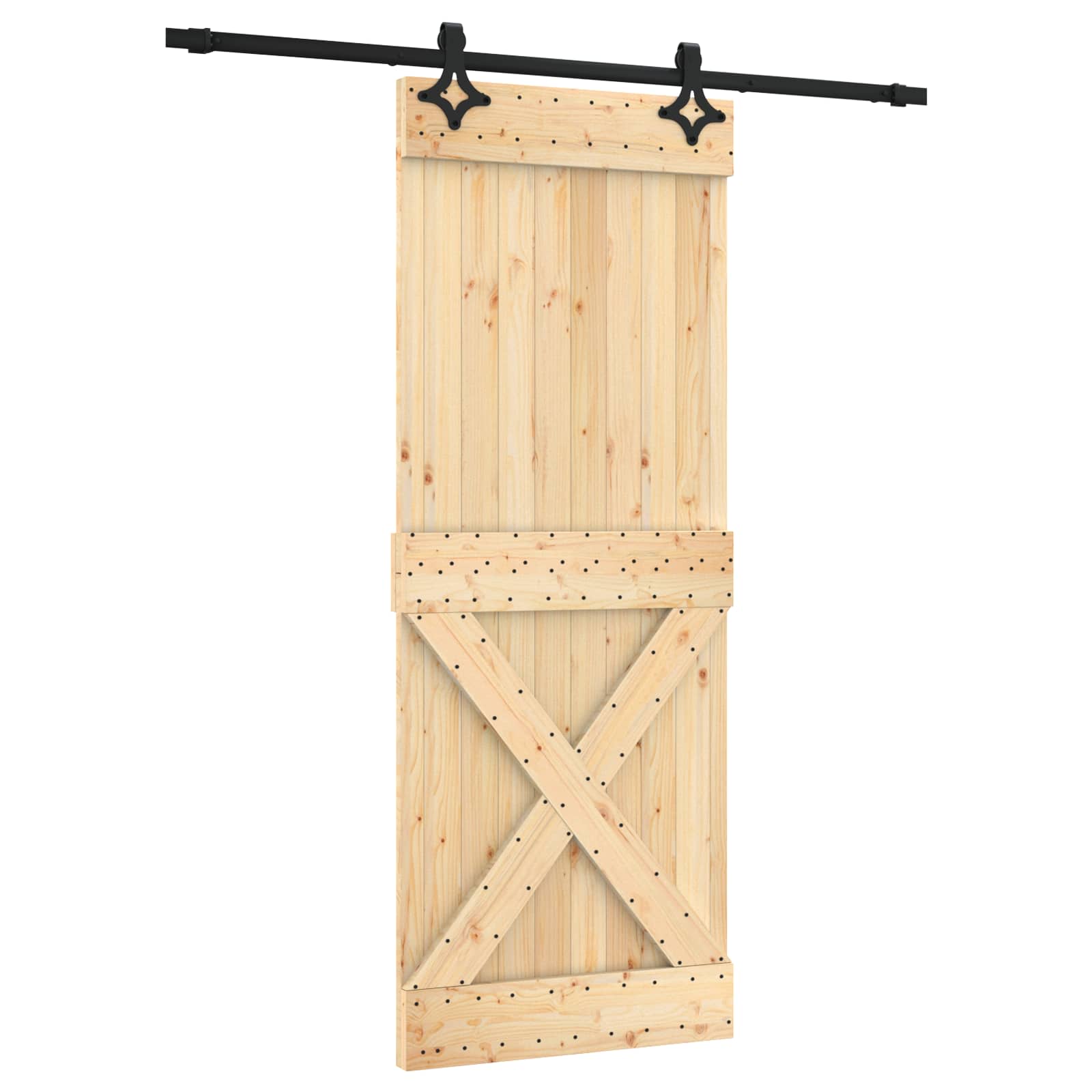 Schuifdeur Naturel en Zwart 80 x 210 cm Massief Grenenhout is nu te koop bij PeponiXL, paradijselijk wonen!