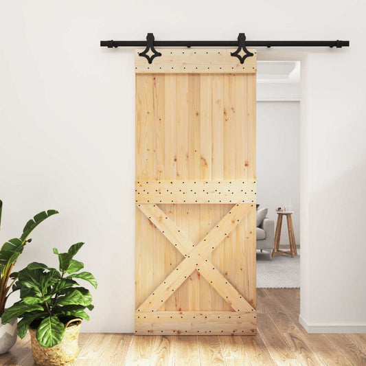 Schuifdeur Naturel en Zwart 90 x 210 cm Massief Grenenhout is nu te koop bij PeponiXL, paradijselijk wonen!