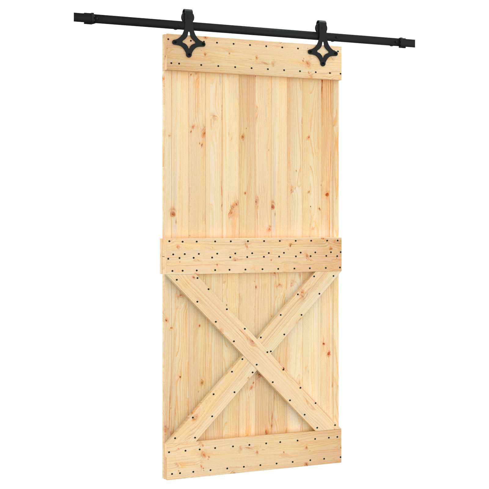 Schuifdeur Naturel en Zwart 95 x 210 cm Massief Grenenhout is nu te koop bij PeponiXL, paradijselijk wonen!