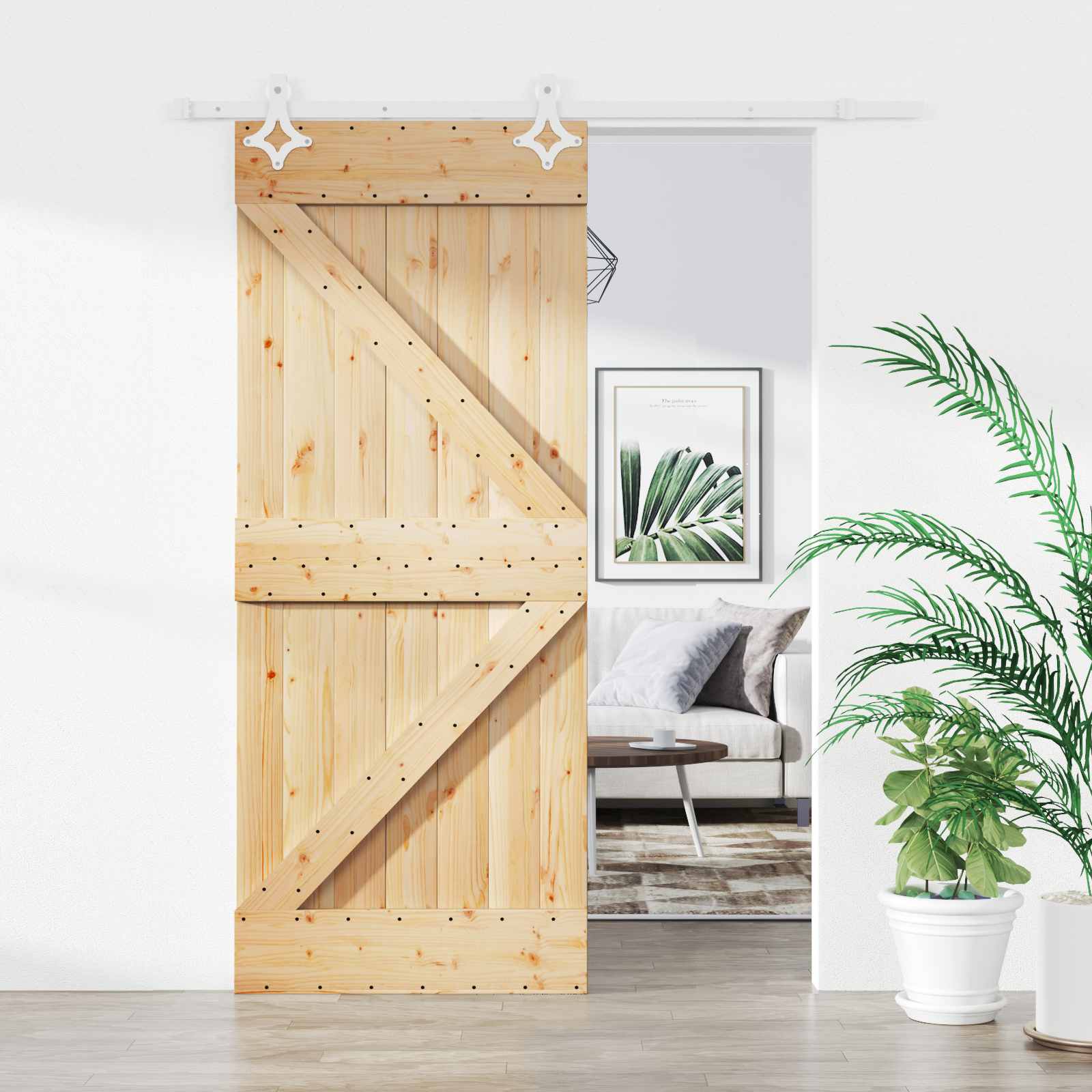 Schuifdeur Natuurlijk en Wit 85 x 210 cm Massief Grenenhout is nu te koop bij PeponiXL, paradijselijk wonen!