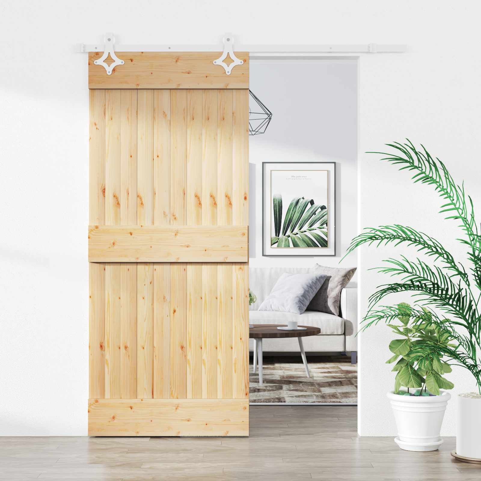 Schuifdeur Natuurlijk en Wit 90 x 210 cm Massief Grenenhout is nu te koop bij PeponiXL, paradijselijk wonen!