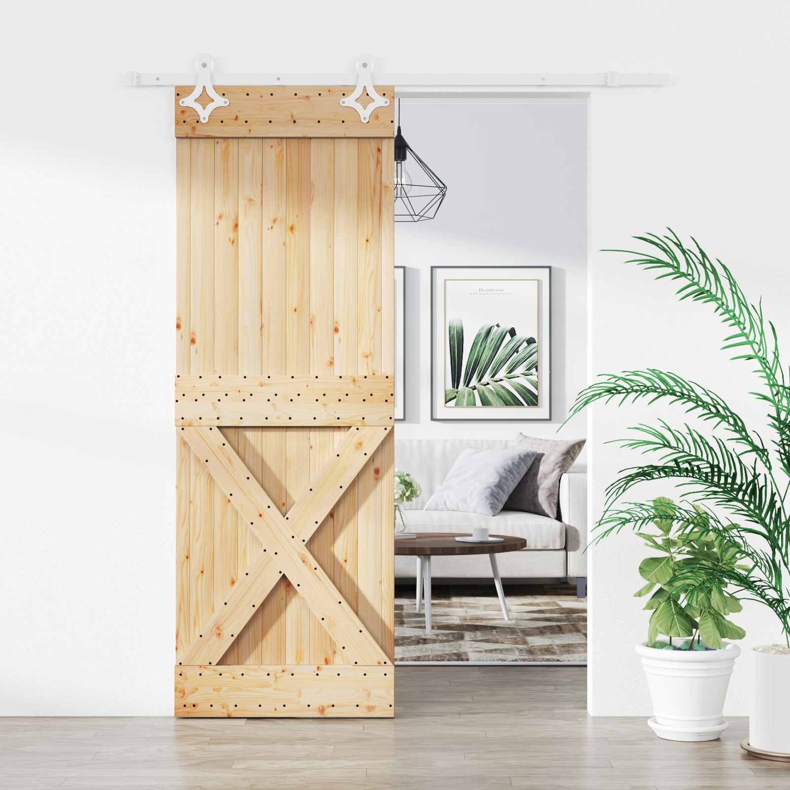 Schuifdeur Natuurlijk en Wit 80 x 210 cm Massief Grenenhout is nu te koop bij PeponiXL, paradijselijk wonen!