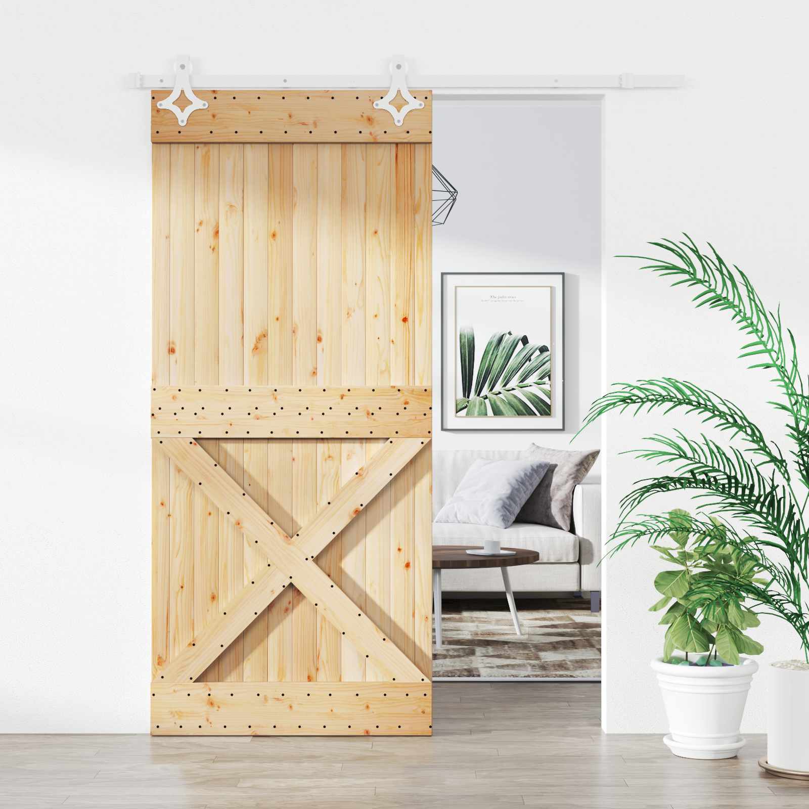 Schuifdeur Natuurlijk en Wit 90 x 210 cm Massief Grenenhout is nu te koop bij PeponiXL, paradijselijk wonen!