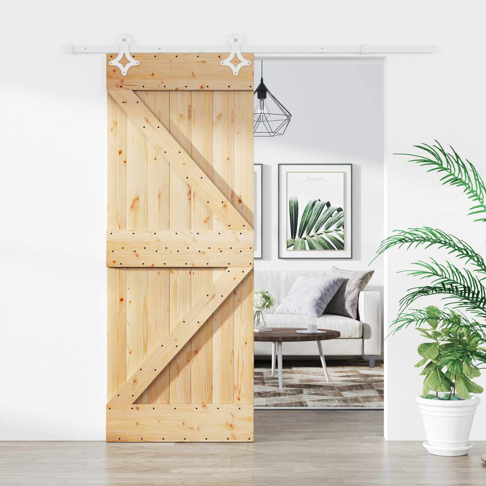 Schuifdeur Natuurlijk en Wit 85 x 210 cm Massief Grenenhout is nu te koop bij PeponiXL, paradijselijk wonen!