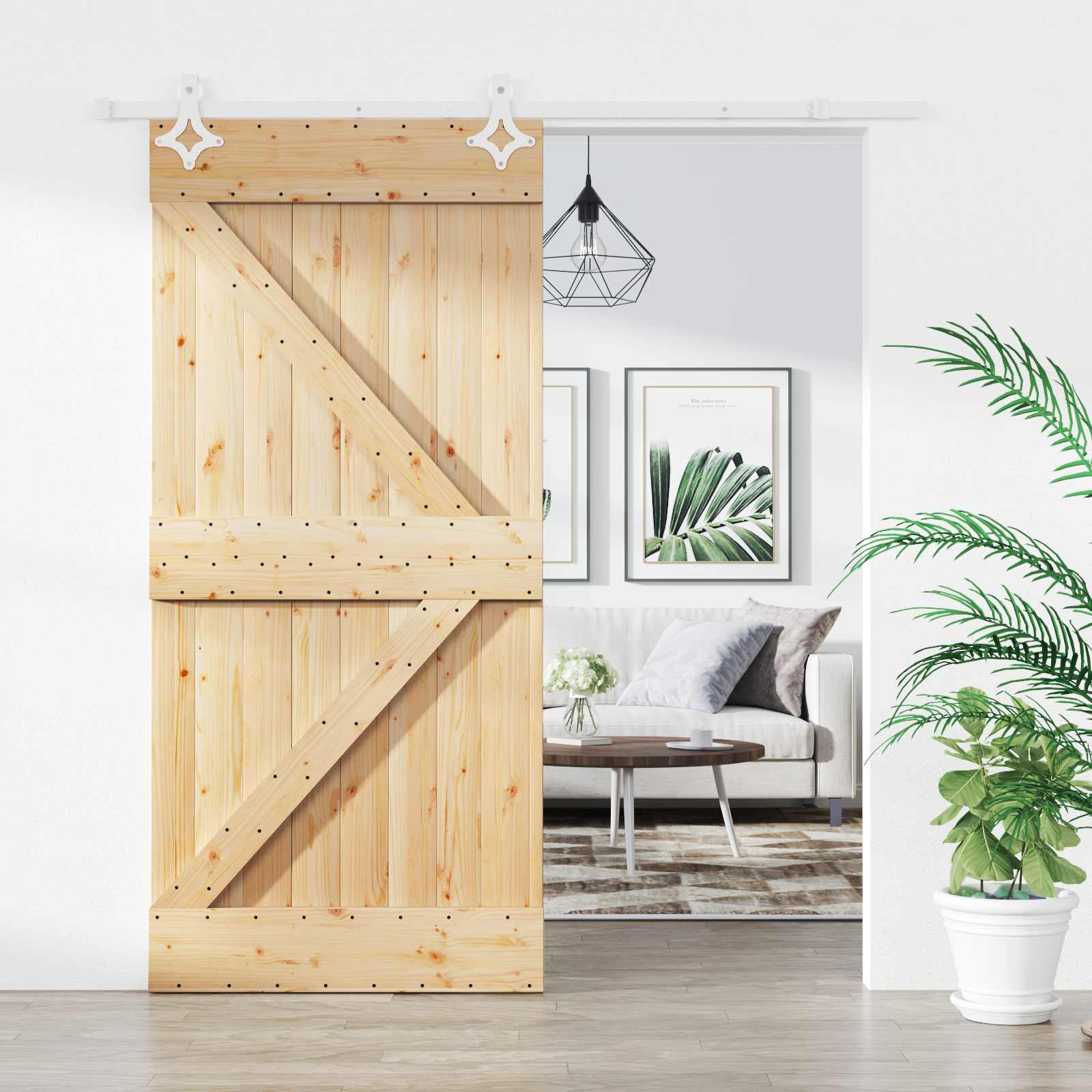 Schuifdeur Natuurlijk en Wit 95 x 210 cm Massief Grenenhout is nu te koop bij PeponiXL, paradijselijk wonen!