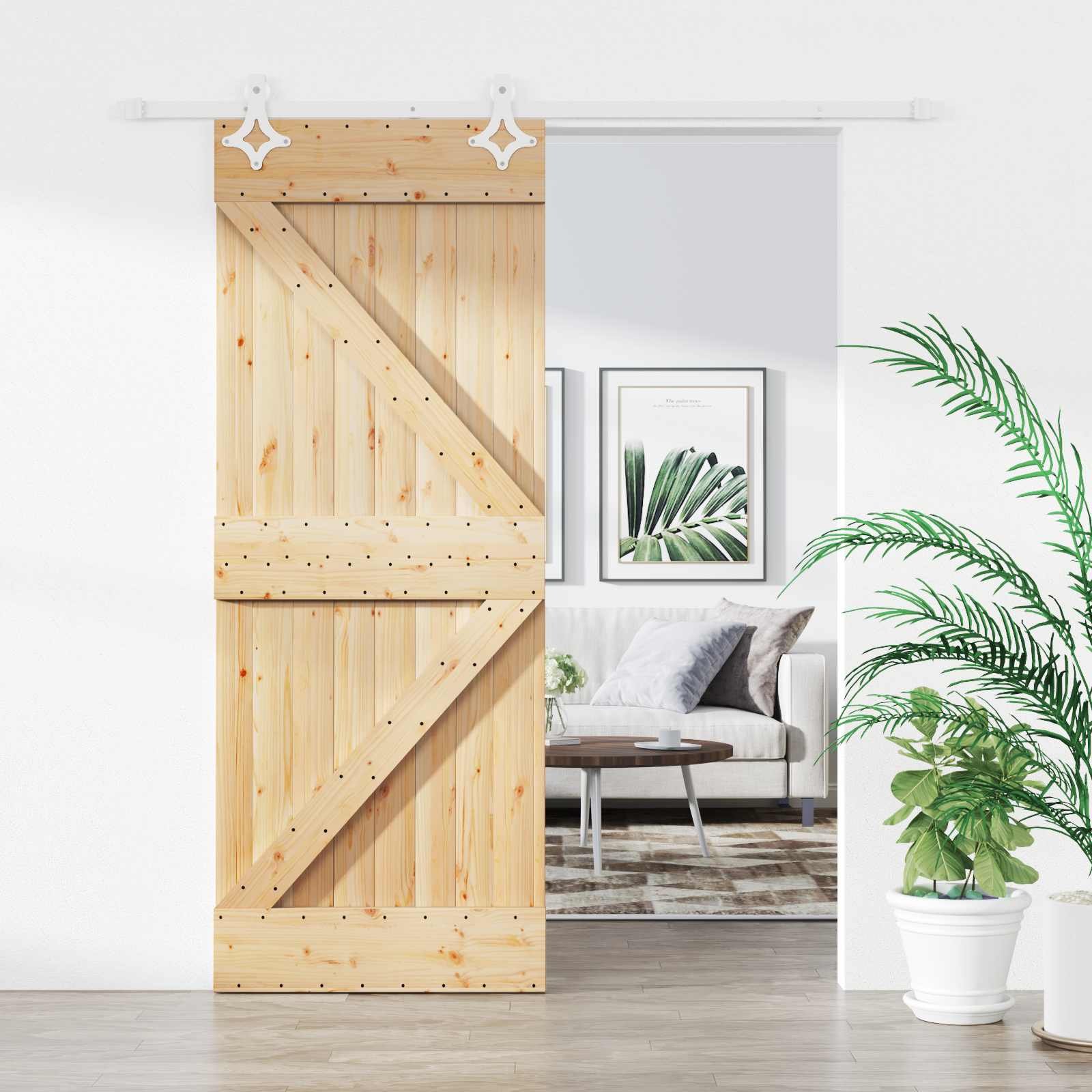 Schuifdeur Natuurlijk en Wit 80 x 210 cm Massief grenenhout is nu te koop bij PeponiXL, paradijselijk wonen!