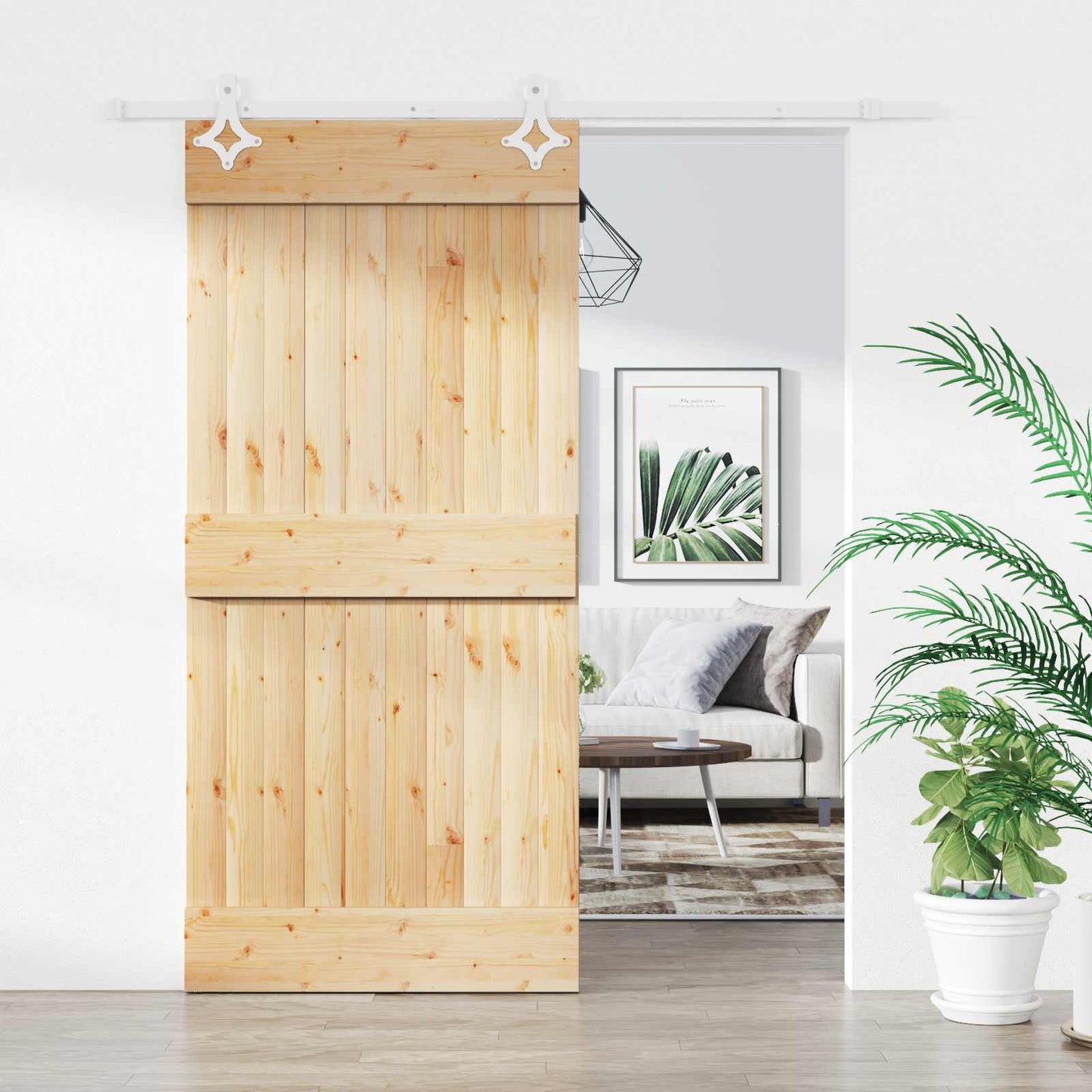 Schuifdeur Natuurlijk en Wit 90 x 210 cm Massief Grenenhout is nu te koop bij PeponiXL, paradijselijk wonen!