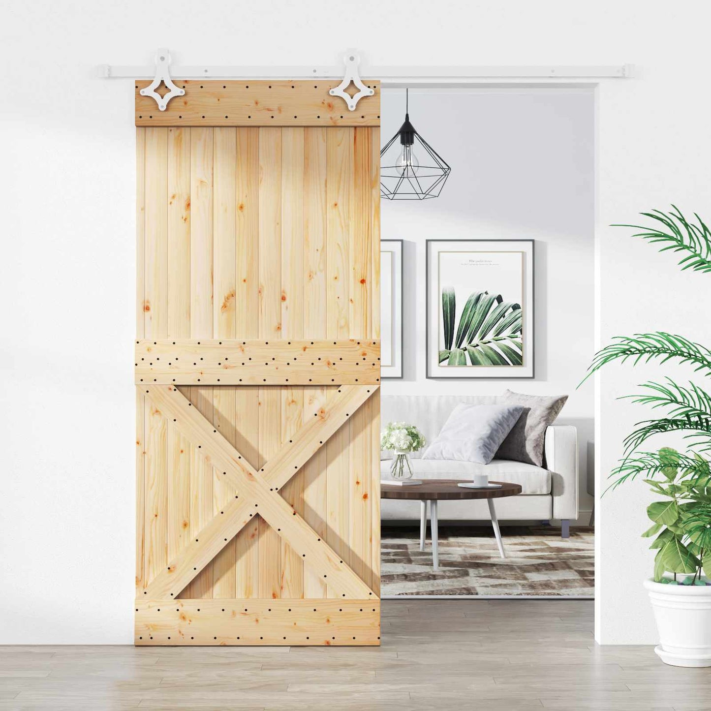 Schuifdeur Natuurlijk en Wit 90 x 210 cm Massief Grenenhout is nu te koop bij PeponiXL, paradijselijk wonen!