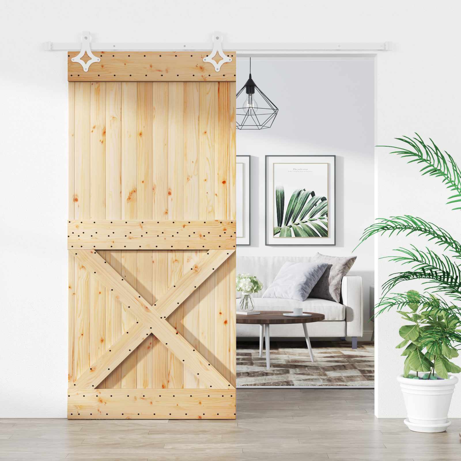 Schuifdeur Natuurlijk en Wit 95 x 210 cm Massief Grenenhout is nu te koop bij PeponiXL, paradijselijk wonen!