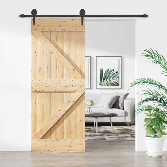 Schuifdeur Naturel en Zwart 85 x 210 cm Massief Grenenhout is nu te koop bij PeponiXL, paradijselijk wonen!
