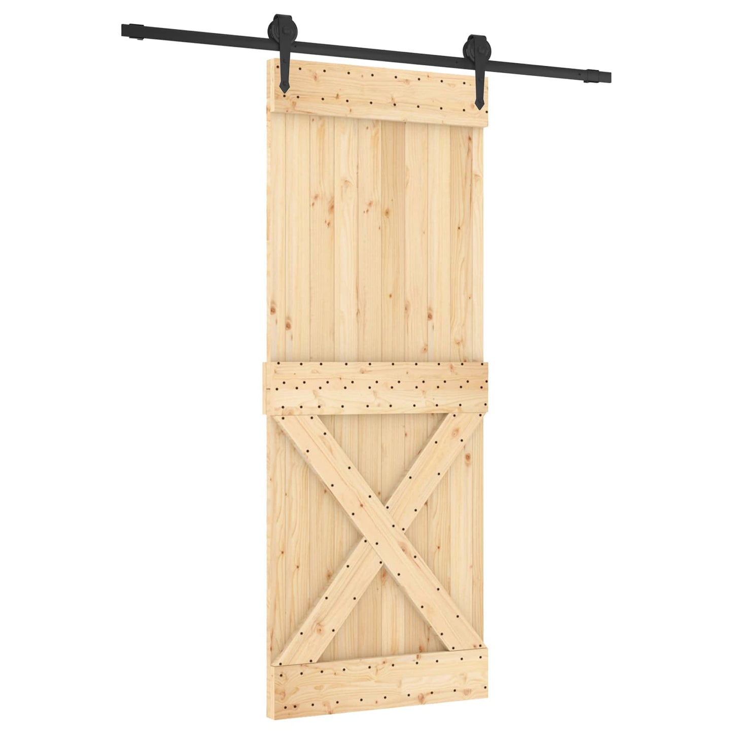 Schuifdeur Naturel en Zwart 80 x 210 cm Massief Grenenhout is nu te koop bij PeponiXL, paradijselijk wonen!