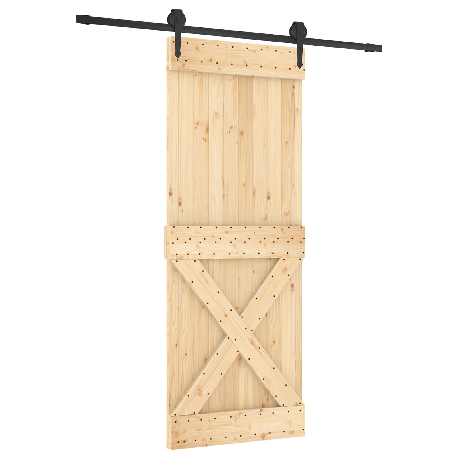 Schuifdeur Naturel en Zwart 80 x 210 cm Massief Grenenhout is nu te koop bij PeponiXL, paradijselijk wonen!