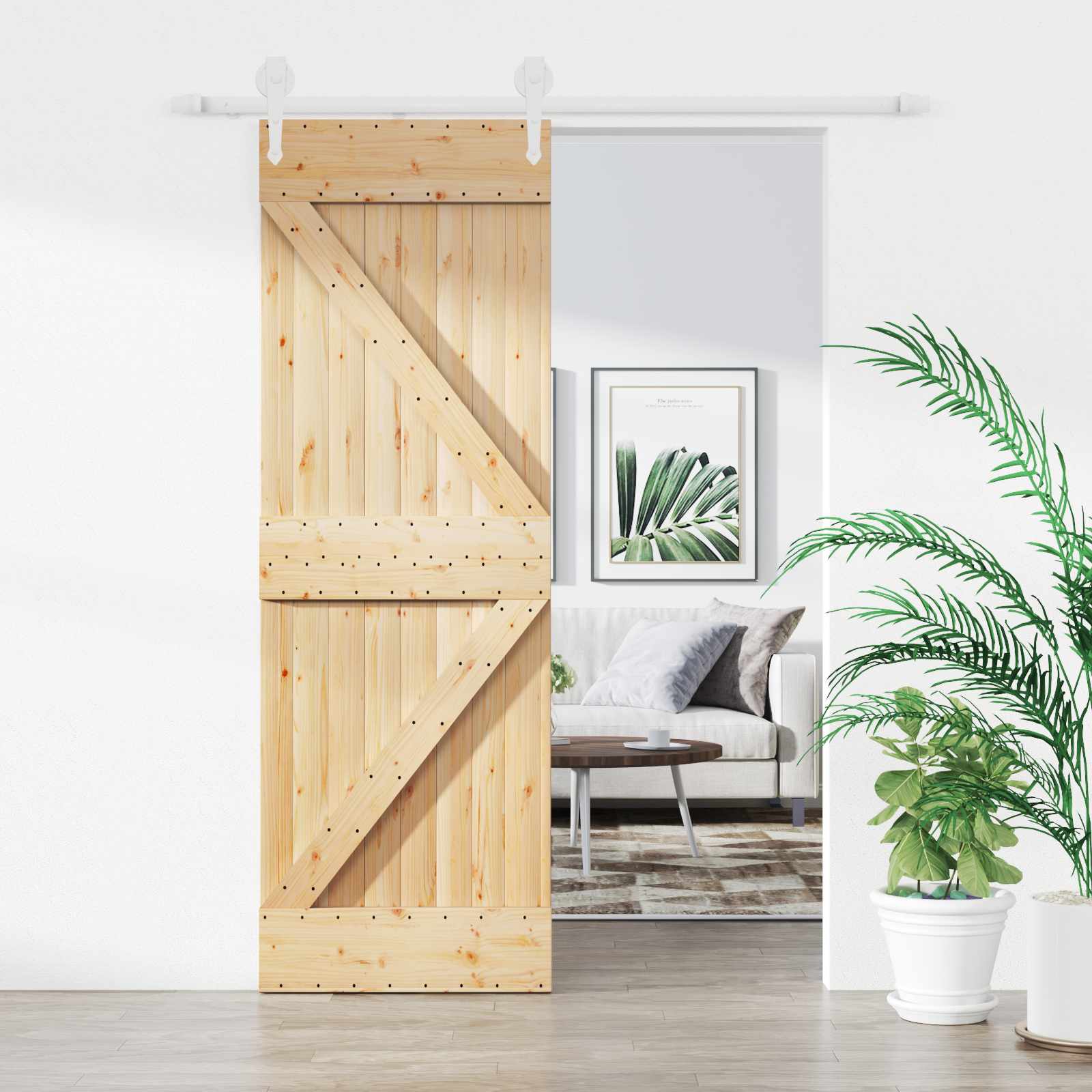 Schuifdeur Natuurlijk en Wit 70 x 210 cm Massief Grenenhout is nu te koop bij PeponiXL, paradijselijk wonen!