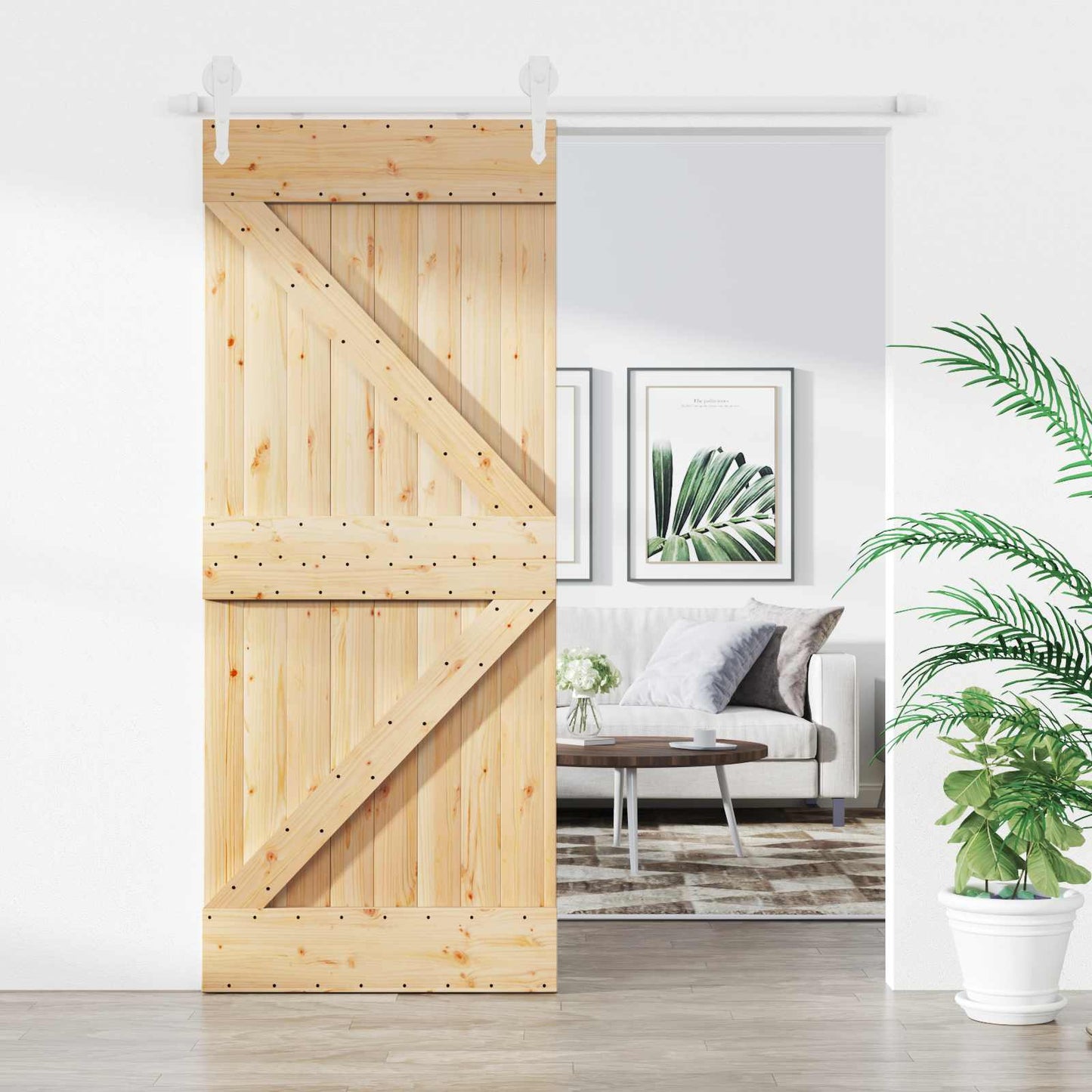 Schuifdeur Natuurlijk en Wit 85 x 210 cm Massief Grenenhout is nu te koop bij PeponiXL, paradijselijk wonen!