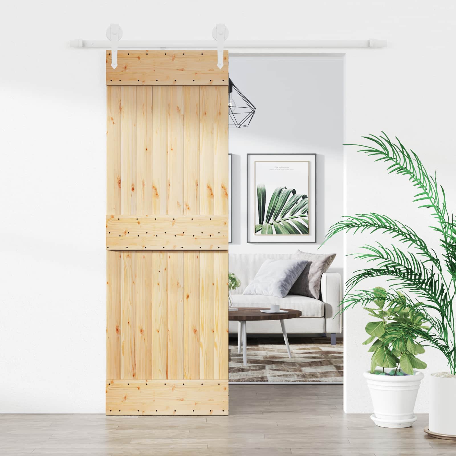 Schuifdeur Natuurlijk en Wit 70 x 210 cm Massief Grenenhout is nu te koop bij PeponiXL, paradijselijk wonen!