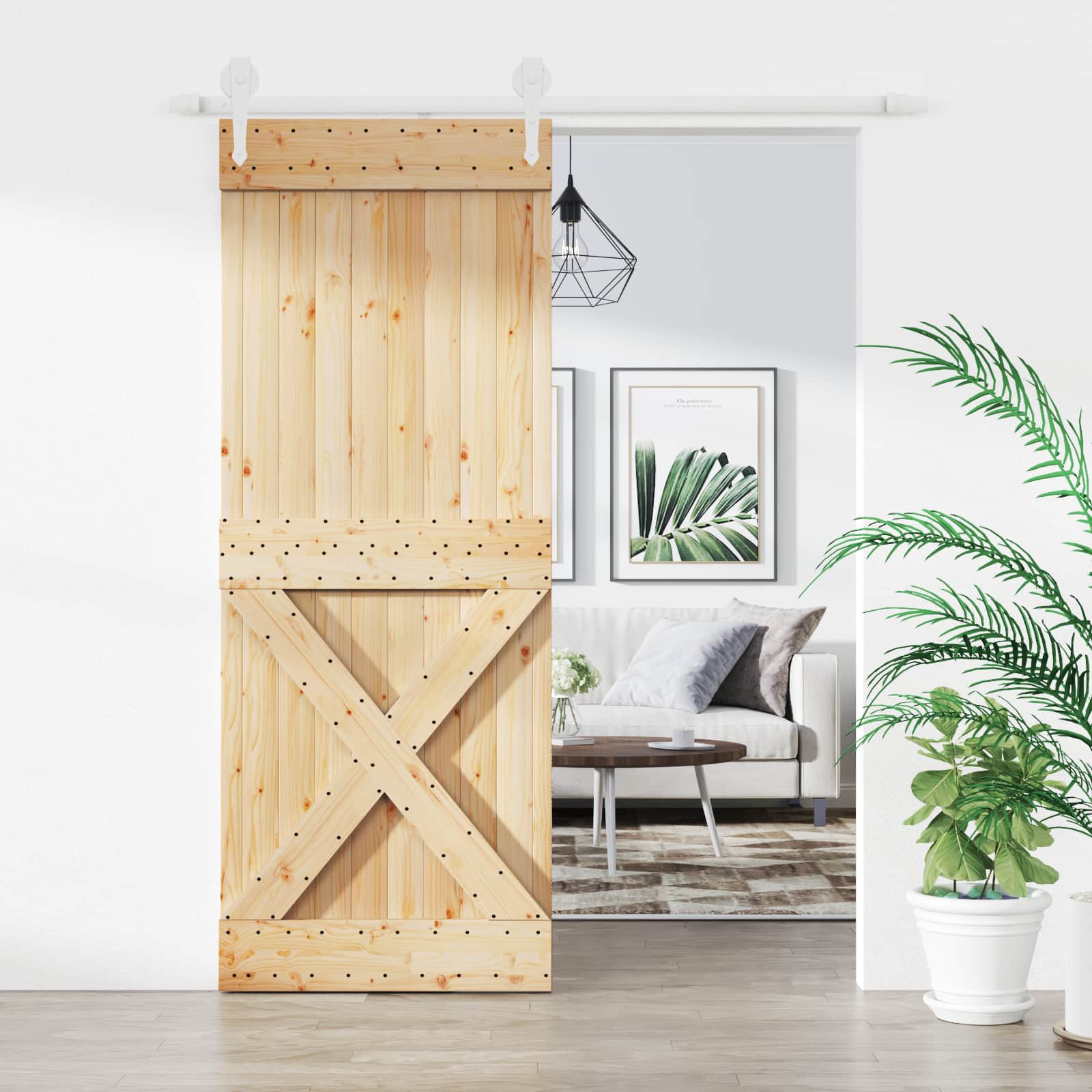 Schuifdeur Natuurlijk en Wit 80 x 210 cm Massief Grenenhout is nu te koop bij PeponiXL, paradijselijk wonen!