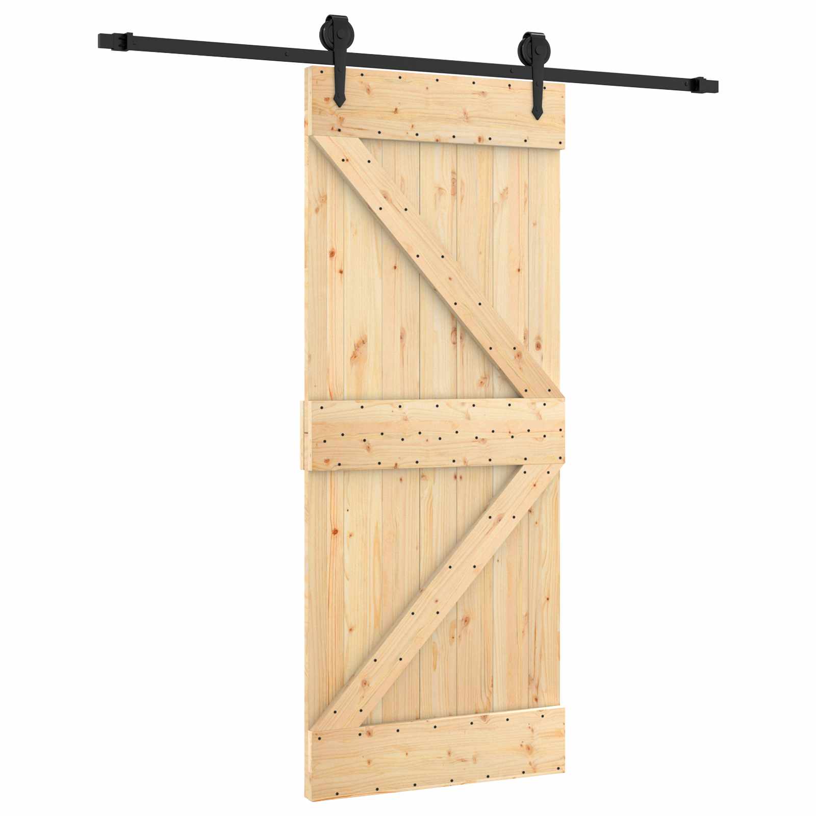 Schuifdeur Naturel en Zwart 85 x 210 cm Massief Grenenhout is nu te koop bij PeponiXL, paradijselijk wonen!